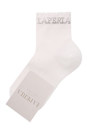 Детские хлопковые носки LA PERLA белого цвета, арт. 42729/1-2 | Фото 1 (Материал: Хлопок, Текстиль; Кросс-КТ: Носки)