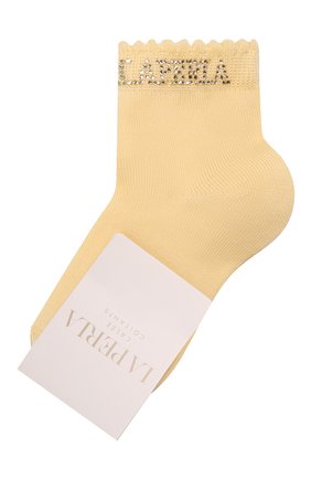 Детские хлопковые носки LA PERLA желтого цвета, арт. 42729/1-2 | Фото 1 (Материал: Хлопок, Текстиль; Кросс-КТ: Носки)