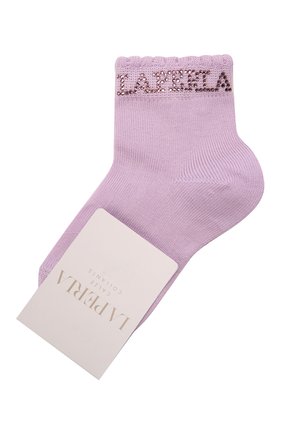Детские хлопковые носки LA PERLA сиреневого цвета, арт. 42729/1-2 | Фото 1 (Материал: Текстиль, Хлопок; Кросс-КТ: Носки)