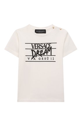 Детский хлопковая футболка VERSACE белого цвета, арт. 1000102/1A03627 | Фото 1 (Кросс-КТ НВ: Футболка)