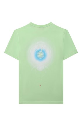 Детская хлопковая футболка STONE ISLAND светло-зеленого цвета, арт. 761621054/14 | Фото 2 (Материал внешний: Хлопок; Рукава: Короткие; Мальчики Кросс-КТ: Футболка-одежда)