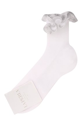 Детские хлопковые носки LA PERLA белого цвета, арт. 41047/4-6 | Фото 1 (Материал: Хлопок, Текстиль; Кросс-КТ: Носки)