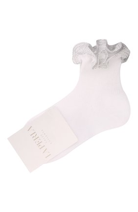 Детские хлопковые носки LA PERLA белого цвета, арт. 41047/1-3 | Фото 1 (Материал: Текстиль, Хлопок; Кросс-КТ: Носки)