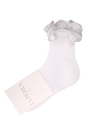 Детские хлопковые носки LA PERLA белого цвета, арт. 41047/000-0 | Фото 1 (Материал: Хлопок, Текстиль; Кросс-КТ: Носки)