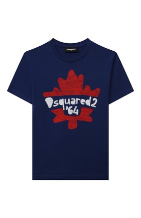 Детская хлопковая футболка DSQUARED2 синего цвета, арт. DQ0807-D00XK | Фото 1 (Материал внешний: Хлопок; Рукава: Короткие)