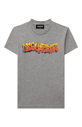 Детская хлопковая футболка DSQUARED2 серого цвета по цене 14150 руб., арт. DQ0812-D00PZ | Фото 1 Детская хлопковая футболка DSQUARED2 серого цвета, арт. DQ0812-D00PZ | Фото 1 (Материал внешний: Хлопок; Рукава: Короткие)