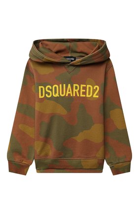 Детский хлопковое худи DSQUARED2 хаки цвета по цене 24750 руб., арт. DQ0823-D0026 | Фото 1 Детский хлопковое худи DSQUARED2 хаки цвета, арт. DQ0823-D0026 | Фото 1 (Материал внешний: Хлопок; Рукава: Длинные; Мальчики Кросс-КТ: Худи-одежда)