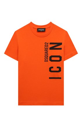 Детская хлопковая футболка DSQUARED2 оранжевого цвета по цене 10600 руб., арт. DQ0925-D0015 | Фото 1 Детская хлопковая футболка DSQUARED2 оранжевого цвета, арт. DQ0925-D0015 | Фото 1 (Рукава: Короткие; Материал внешний: Хлопок; Мальчики Кросс-КТ: Футболка-одежда)