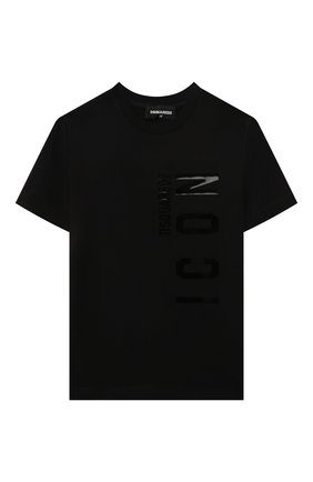 Детская хлопковая футболка DSQUARED2 черного цвета по цене 14150 руб., арт. DQ0927-D00MV | Фото 1 Детская хлопковая футболка DSQUARED2 черного цвета, арт. DQ0927-D00MV | Фото 1 (Рукава: Короткие; Материал внешний: Хлопок)