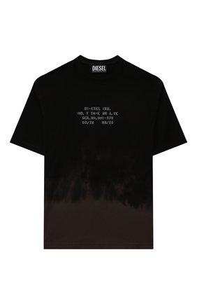 Детская хлопковая футболка DIESEL черного цвета, арт. J00579-KYASV | Фото 1 (Материал внешний: Хлопок; Рукава: Короткие; Мальчики Кросс-КТ: Футболка-одежда)