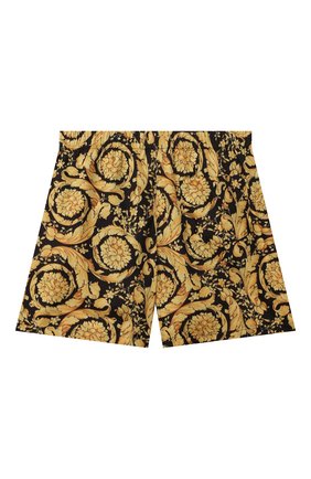 Детские плавки-шорты VERSACE желтого цвета по цене 31150 руб., арт. 1000271/1A02640/8A-14A | Фото 2 Детские плавки-шорты VERSACE желтого цвета, арт. 1000271/1A02640/8A-14A | Фото 2 (Материал внешний: Синтетический материал; Случай: Повседневный)