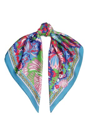 Женский шелковый платок DOLCE & GABBANA голубого цвета, арт. FN090R/GDAHH | Фото 1 (Материал: Текстиль, Шелк; Принт: С принтом)