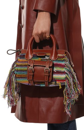 Женская сумка edith CHLOÉ разноцветного цвета, арт. CHC22SS451F90 | Фото 2 (Материал: Текстиль; Ремень/цепочка: На ремешке; Размер: medium; Сумки-технические: Сумки через плечо, Сумки top-handle)