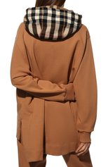 Женский хлопковый кардиган BURBERRY коричневого цвета, арт. 8043180 | Фото 4 (Рукава: Длинные; Длина (для топов): Удлиненные; Материал внешний: Хлопок; Стили: Спорт-шик; Женское Кросс-КТ: Кардиган-одежда)