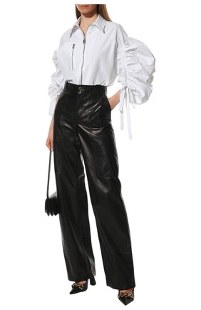 Женская хлопковая блузка ALEXANDER MCQUEEN белого цвета, арт. 700639/QAAAY | Фото 2 (Материал внешний: Хлопок; Длина (для топов): Удлиненные; Рукава: 3/4; Женское Кросс-КТ: Блуза-одежда; Принт: Без принта; Стили: Бохо)
