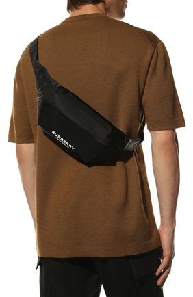 Мужская тестильная поясная сумка BURBERRY черного цвета, арт. 8049095 | Фото 2 (Материал: Текстиль; Ремень/цепочка: На ремешке; Размер: medium; Случай: Повседневный)