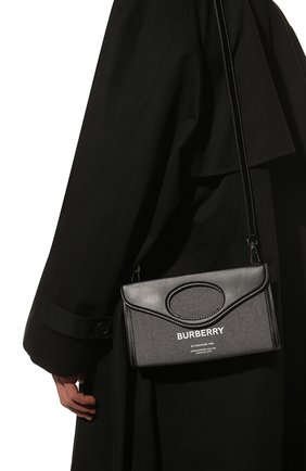 Мужская комбинированная сумка BURBERRY светло-серого цвета, арт. 8050813 | Фото 2 (Материал: Текстиль; Размер: small; Ремень/цепочка: На ремешке)