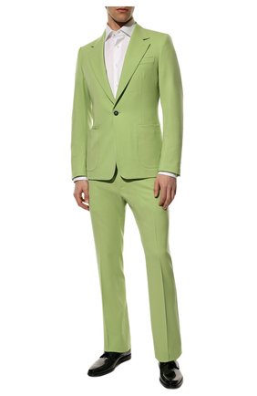 Мужские шерстяные брюки DOLCE & GABBANA светло-зеленого цвета, арт. GV55AT/FUBE7 | Фото 2 (Материал внешний: Шерсть; Длина (брюки, джинсы): Стандартные; Случай: Вечерний; Стили: Классический)