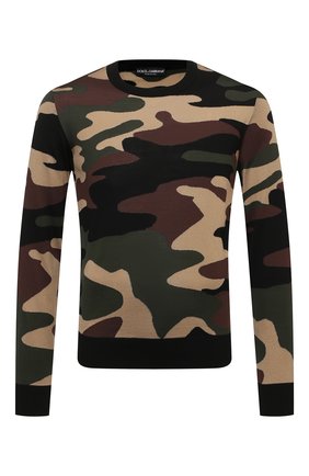 Мужской шелковый джемпер DOLCE & GABBANA хаки цвета по цене 153500 руб., арт. GXI05T/JASPS | Фото 1 Мужской шелковый джемпер DOLCE & GABBANA хаки цвета, арт. GXI05T/JASPS | Фото 1 (Длина (для топов): Стандартные; Рукава: Длинные; Материал внешний: Шелк; Мужское Кросс-КТ: Джемперы; Вырез: Круглый; Стили: Милитари; Принт: С принтом)