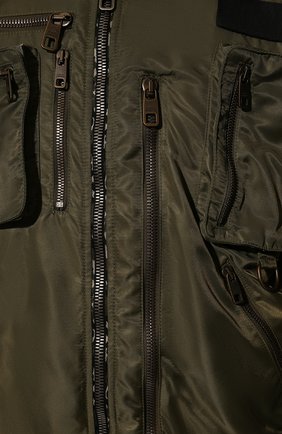 Мужской утепленный бомбер DOLCE & GABBANA хаки цвета, арт. G9WR5T/GEY26 | Фото 5 (Кросс-КТ: Куртка; Рукава: Длинные; Принт: Без принта; Материал внешний: Синтетический материал; Мужское Кросс-КТ: утепленные куртки; Стили: Милитари; Длина (верхняя одежда): Короткие; Материал подклада: Вискоза)