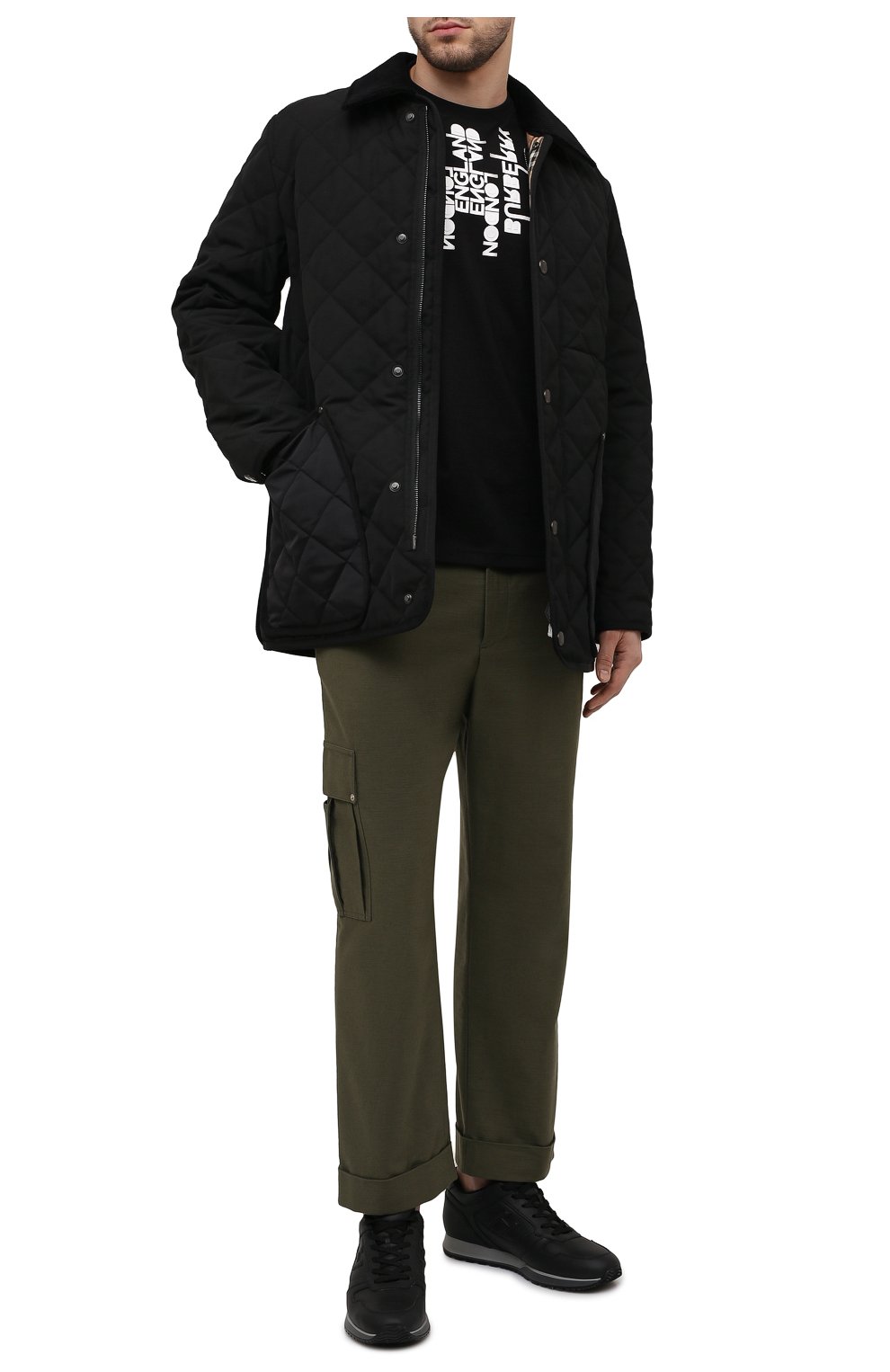 Мужская хлопковая футболка BURBERRY черного цвета, арт. 8051398 | Фото 2 (Рукава: Короткие; Длина (для топов): Стандартные; Стили: Гранж; Принт: С принтом; Материал внешний: Хлопок)