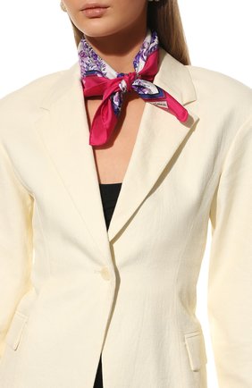 Женский шелковый платок DOLCE & GABBANA сиреневого цвета, арт. FN093R/GDAG4 | Фото 2 (Материал: Текстиль, Шелк; Принт: С принтом)