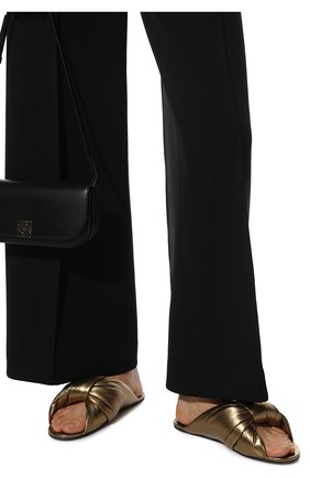 Женские кожаные шлепанцы drapy BALENCIAGA золотого цвета, арт. 636576/WBBI0 | Фото 3 (Материал внешний: Кожа; Материал внутренний: Натуральная кожа)
