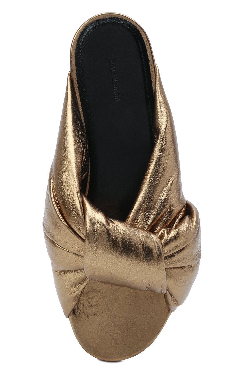 Женские кожаные шлепанцы drapy BALENCIAGA золотого цвета, арт. 636576/WBBI0 | Фото 6 (Материал внешний: Кожа; Материал внутренний: Натуральная кожа)