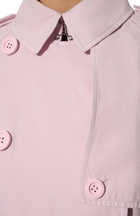 Женский тренч из хлопка и льна BURBERRY розового цвета, арт. 8048708 | Фото 5 (Рукава: Длинные; Длина (верхняя одежда): До середины бедра; Материал внешний: Хлопок; Стили: Кэжуэл)