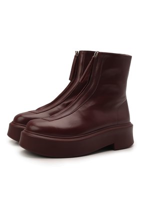 Женские кожаные ботинки zipped boot i THE ROW бордового цвета, арт. F1144-N60 | Фото 1 (Материал внутренний: Натуральная кожа; Материал внешний: Кожа; Материал утеплителя: Без утеплителя; Женское Кросс-КТ: Военные ботинки)