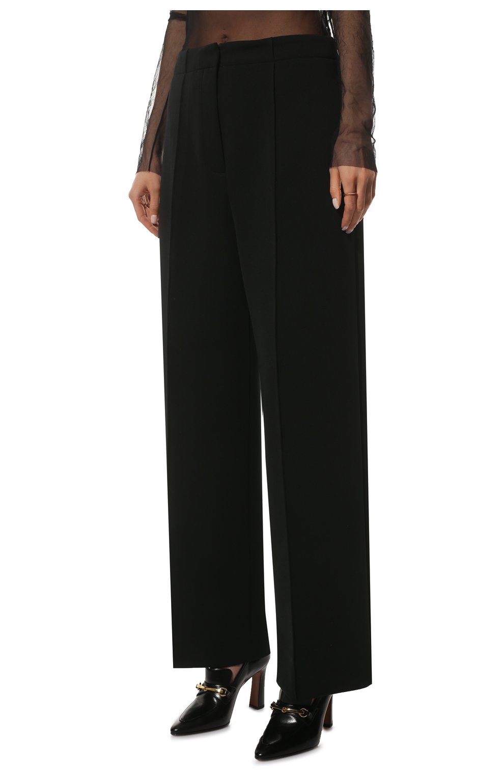 Женские брюки THE ROW черного цвета, арт. 6026K314 | Фото 3 (Силуэт Ж (брюки и джинсы): Широкие; Длина (брюки, джинсы): Стандартные; Женское Кросс-КТ: Брюки-одежда; Материал внешний: Синтетический материал; Стили: Кэжуэл)