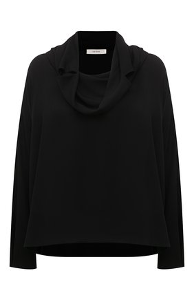 Женская шелковая блузка THE ROW черного цвета, арт. 6040W2009 | Фото 1 (Длина (для топов): Стандартные; Рукава: Длинные; Материал внешний: Шелк; Стили: Кэжуэл; Женское Кросс-КТ: Блуза-одежда; Принт: Без принта)