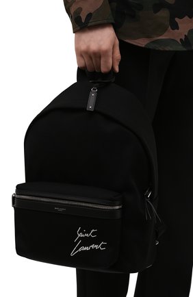 Мужской текстильный рюкзак city SAINT LAURENT черного цвета, арт. 534968/GKQN6 | Фото 2 (Размер: large; Материал: Текстиль; Стили: Кэжуэл)