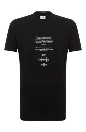 Мужская хлопковая футболка C.P. COMPANY черного цвета, арт. 12CMTS195A-005100W | Фото 1 (Материал внешний: Хлопок; Длина (для топов): Стандартные; Рукава: Короткие; Принт: С принтом; Стили: Кэжуэл)