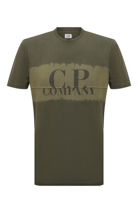 Мужская хлопковая футболка C.P. COMPANY хаки цвета по цене 17950 руб., арт. 12CMTS234A-005431S | Фото 1 Мужская хлопковая футболка C.P. COMPANY хаки цвета, арт. 12CMTS234A-005431S | Фото 1 (Длина (для топов): Стандартные; Рукава: Короткие; Материал внешний: Хлопок; Принт: С принтом; Стили: Милитари)