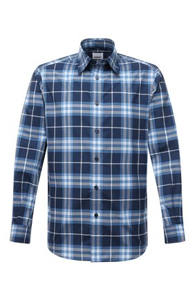 Мужская хлопковая рубашка BURBERRY синего цвета по цене 51300 руб., арт. 8050360 | Фото 1