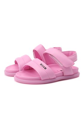 Детские кожаные сандалии MSGM KIDS розового цвета, арт. 70535/GL0VE/18-27 | Фото 1 (Материал внутренний: Натуральная кожа; Материал внешний: Кожа)