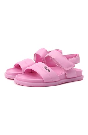 Детские кожаные сандалии MSGM KIDS розового цвета, арт. 70535/GL0VE/36-41 | Фото 1 (Материал внешний: Кожа; Материал внутренний: Натуральная кожа)