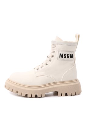 Детские текстильные ботинки MSGM KIDS белого цвета, арт. 70577/0L0NA/GUM/28-35 | Фото 2 (Материал внутренний: Натуральная кожа; Материал внешний: Текстиль)
