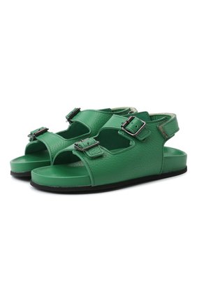 Детские кожаные сандалии GALLUCCI зеленого цвета, арт. T10030AM/SA T G0M D0L | Фото 1 (Материал внешний: Кожа; Материал внутренний: Натуральная кожа)
