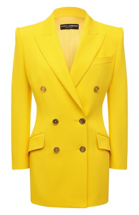 Женский жакет DOLCE & GABBANA желтого цвета по цене 272500 руб., арт. F29NRT/FUUA1 | Фото 1 Женский жакет DOLCE & GABBANA желтого цвета, арт. F29NRT/FUUA1 | Фото 1 (Длина (для топов): Удлиненные; Материал внешний: Синтетический материал, Вискоза; Рукава: Длинные; Материал подклада: Шелк; Стили: Гламурный; Случай: Повседневный; Женское Кросс-КТ: Жакет-одежда; 1-2-бортные: Двубортные)