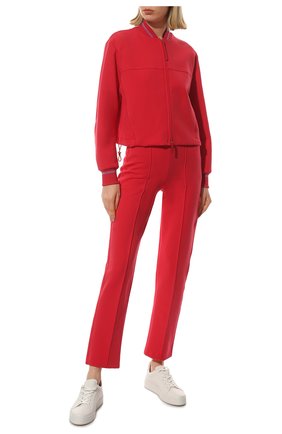 Женский хлопковый кардиган GIORGIO ARMANI красного цвета, арт. 3LAB55/AJZGZ | Фото 2 (Рукава: Длинные; Длина (для топов): Стандартные; Материал внешний: Хлопок; Стили: Спорт-шик; Женское Кросс-КТ: Кардиган-одежда)