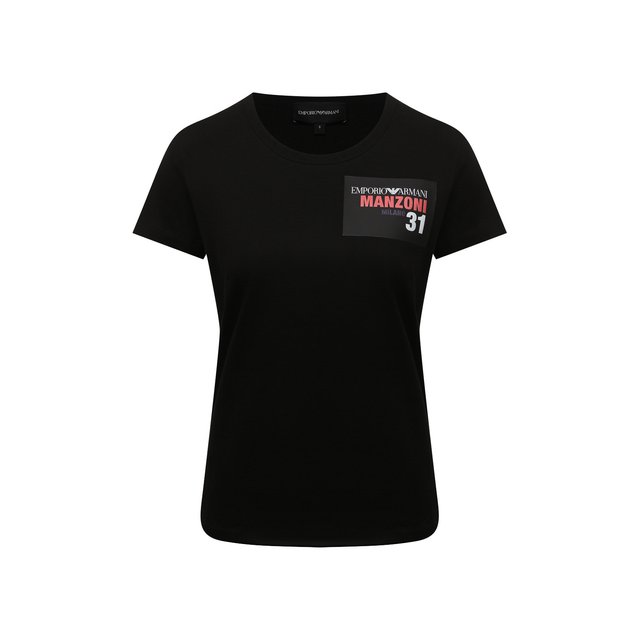 Хлопковая футболка Emporio Armani черного цвета