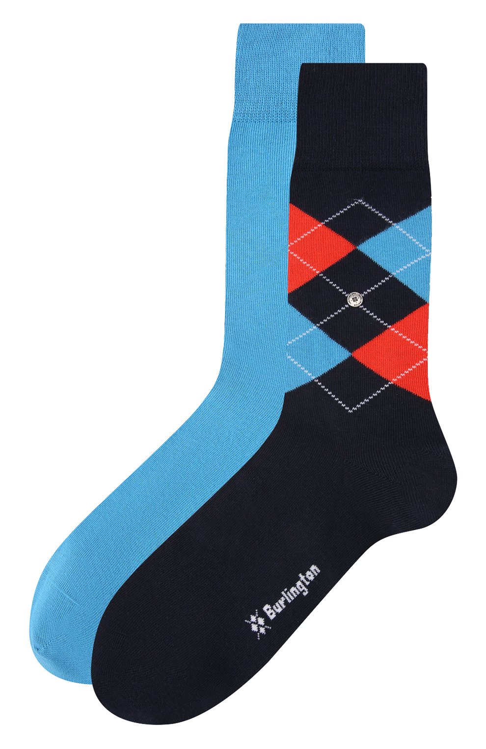 Мужские комплект из двух пар носков BURLINGTON синего цвета, арт. 21044. | Фото 1 (Кросс-КТ: бельё; Материал внешний: Хлопок)