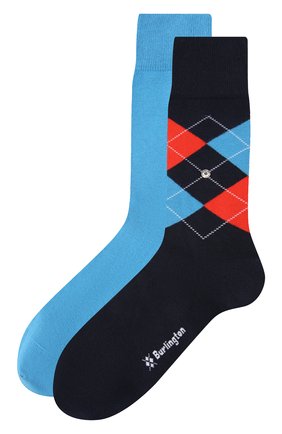 Мужские комплект из двух пар носков BURLINGTON синего цвета, арт. 21044. | Фото 1 (Материал внешний: Хлопок; Кросс-КТ: бельё)