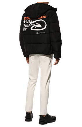 Мужская пуховая куртка DSQUARED2 черного цвета, арт. S74AM1236/S53353 | Фото 2 (Рукава: Длинные; Материал утеплителя: Пух и перо; Материал внешний: Синтетический материал; Длина (верхняя одежда): Короткие; Материал подклада: Синтетический материал; Мужское Кросс-КТ: пуховик-короткий; Кросс-КТ: Куртка; Стили: Гранж)