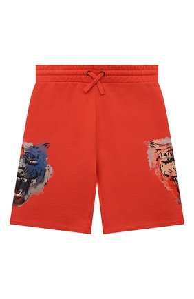 Детские хлопковые шорты MARCELO BURLON KIDS OF MILAN красного цвета, арт. CBCI001S22FLE005 | Фото 1 (Материал внешний: Хлопок)