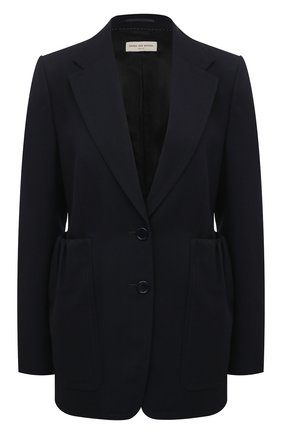Женский жакет DRIES VAN NOTEN темно-синего цвета по цене 111500 руб., арт. 221-010409-4036 | Фото 1 Женский жакет DRIES VAN NOTEN темно-синего цвета, арт. 221-010409-4036 | Фото 1 (Длина (для топов): Удлиненные; Материал подклада: Вискоза; Материал внешний: Синтетический материал, Шерсть; Рукава: Длинные; Стили: Гламурный; Случай: Формальный; Женское Кросс-КТ: Жакет-одежда; 1-2-бортные: Однобортные)