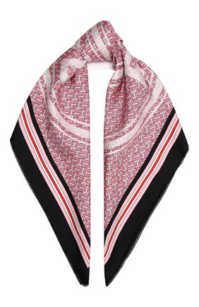 Женский шелковый платок BURBERRY розового цвета, арт. 8052953 | Фото 1 (Материал: Текстиль, Шелк)
