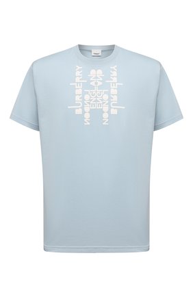 Мужская хлопковая футболка BURBERRY голубого цвета, арт. 8051399 | Фото 1 (Материал внешний: Хлопок; Рукава: Короткие; Длина (для топов): Стандартные; Принт: С принтом; Стили: Кэжуэл)